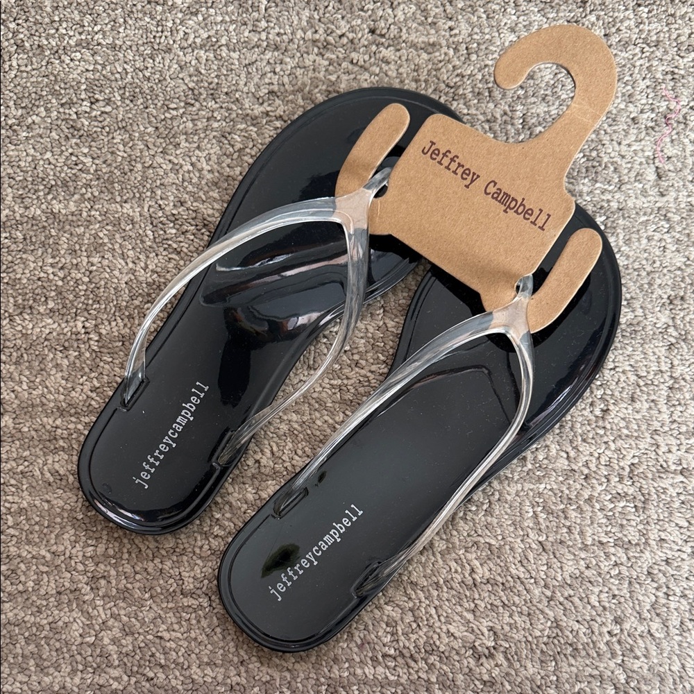 Jeffrey Campbell Black and Clear Sandals